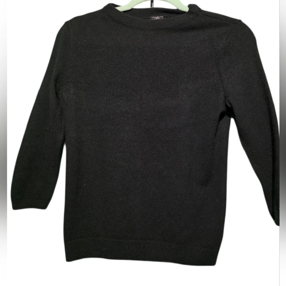 Talbots Pure Cashmere Medium Petite Black Long Sleeve Sweater PTP 19 - Picture 2 of 4